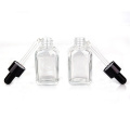 30ml square clear essential oil glass bottle with dropper lid